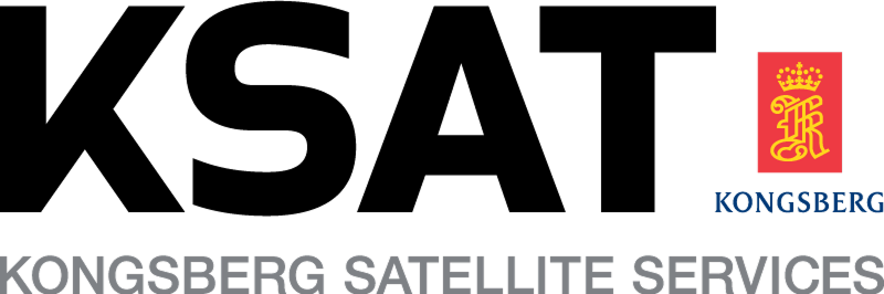 Kongsberg Satellite Services logo with red emblem.