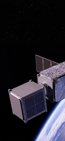 Satellite orbiting Earth in space